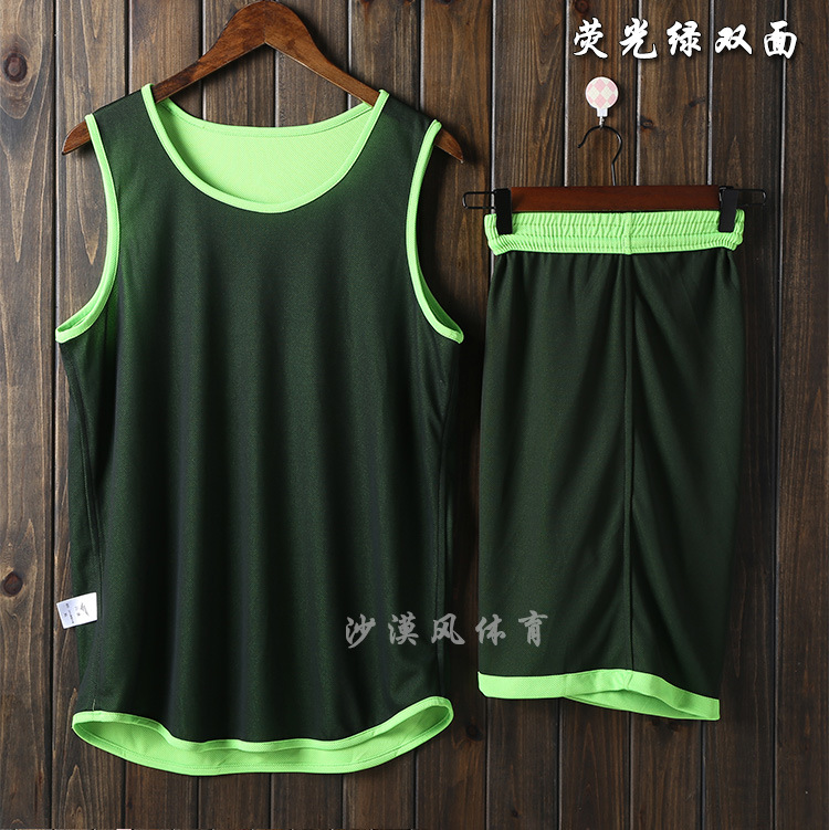 Picture of Single-layer double-sided basketball uniform suit men's and women's fixed printing breathable children's basketball uniform competition training team uniform printing number