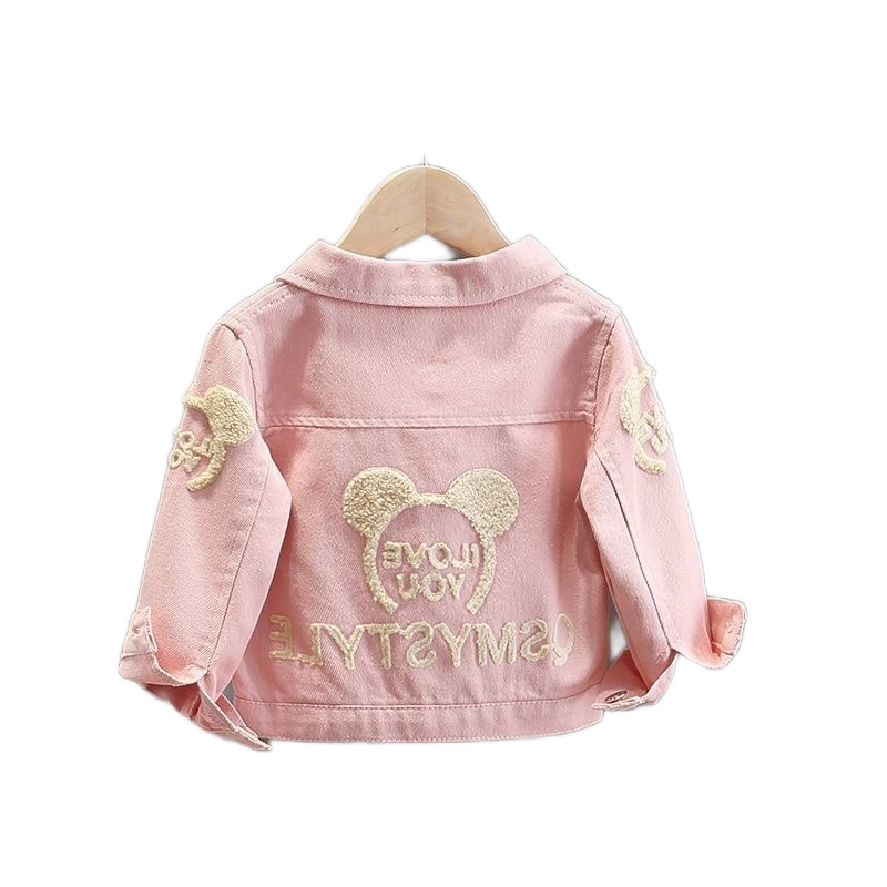 Picture of Girls' Denim Jacket, Korean Style, Three-Dimensional Velvet Patch Cardigan Jacket, Ready for Sale, Cute One Piece