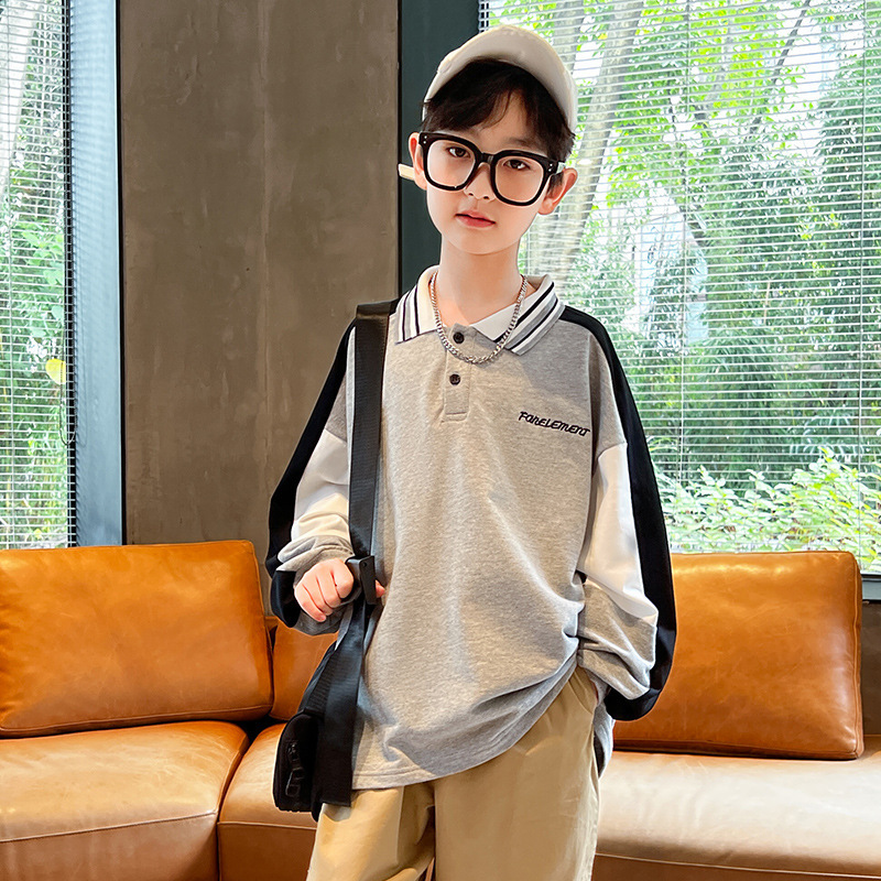 Picture of Children's Wear Boy's POLO Collar Sweat Spring and Autumn 2022 New Thin Children's Top Embroidered Long Sleeve Handsome Fashionable
