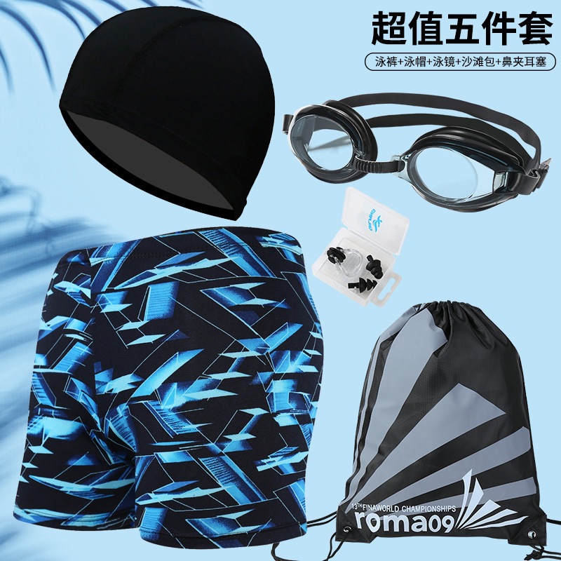 Picture of Explosions swimming trunks adult men's plus size anti-embarrassment boxer men's printing beach hot spring swimming trunks factory wholesale