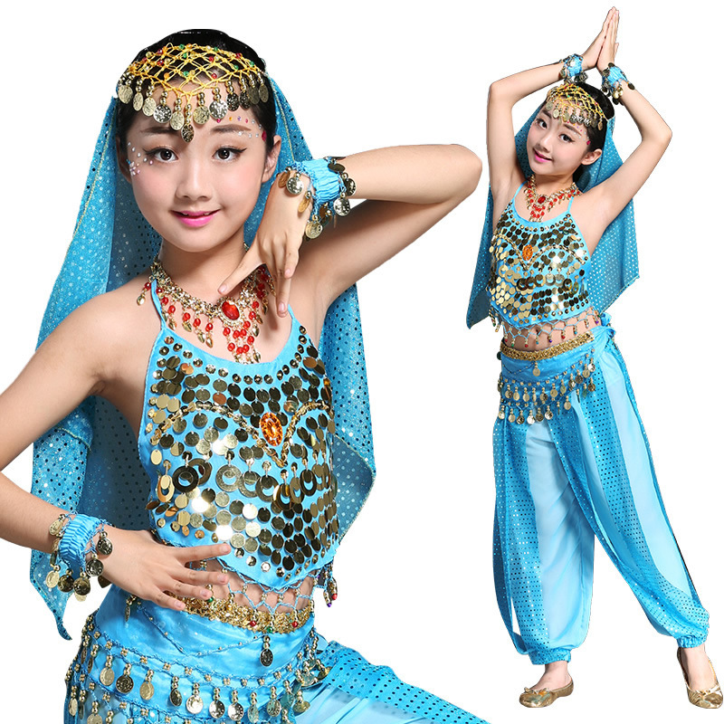 Picture of Children's Ring Bra Highlights Pants Children's Belly Dance suit Children's Indian Dance Performance Costume Performance suit