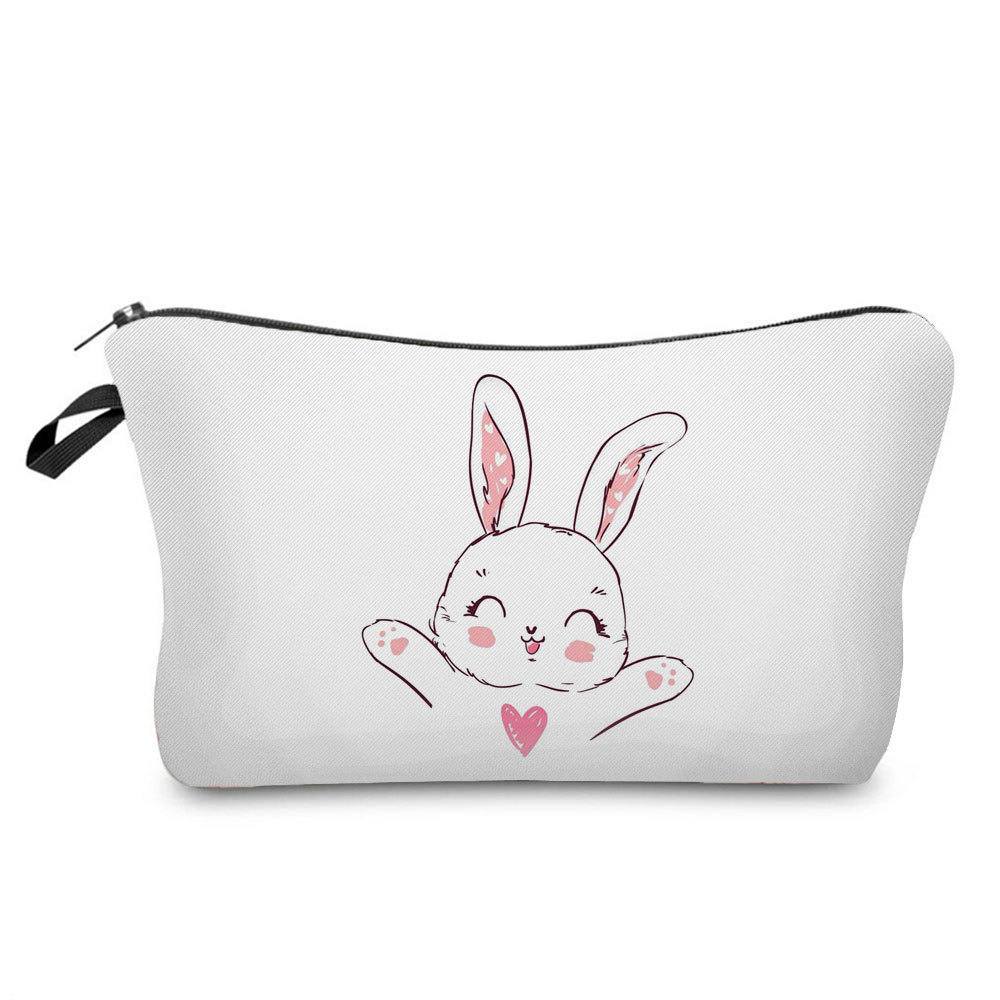 Picture of Trendy cartoon new rabbit printed cosmetic bag fashionable cute drop-resistant storage bag large capacity wash bag