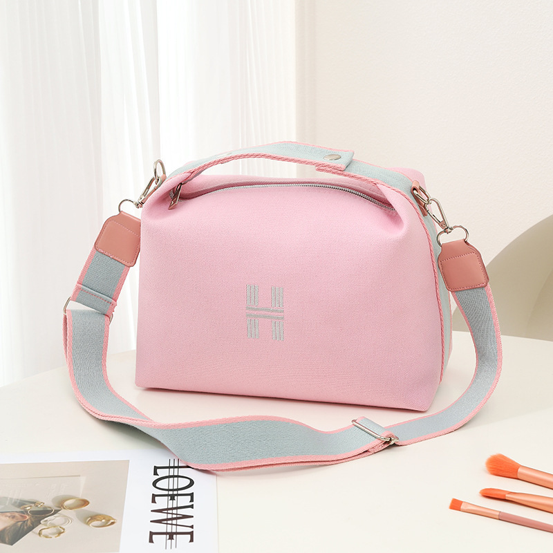Picture of 2024 New Ins Women's Bag Solid Color Canvas Bag Large Capacity Simple Cosmetic Bag Korean Style One-Shoulder Artistic Crossbody Bag