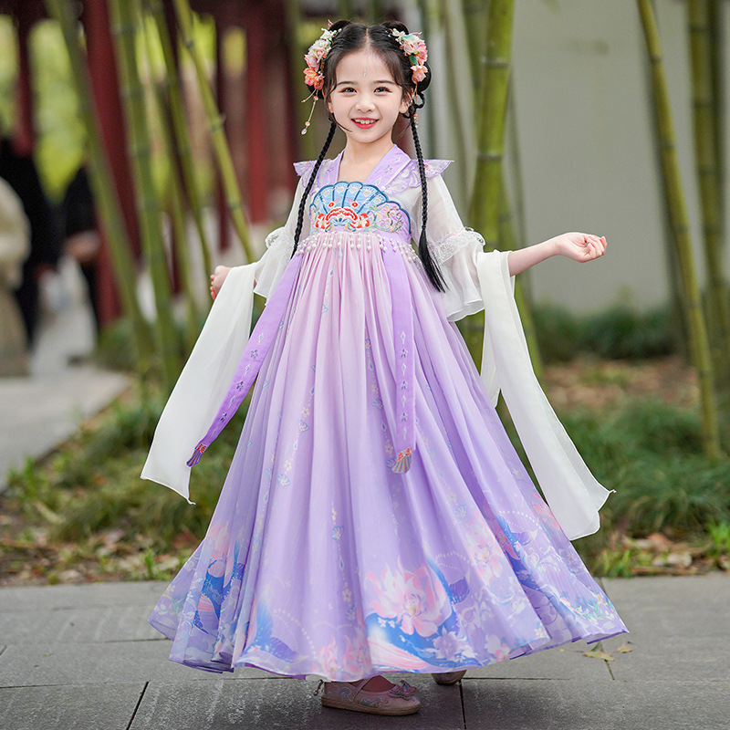 Picture of Han Dynasty Girls 2025 New Summer Chinese Style Tang Suit Children's Super Fairy Ancient Style Ruirt Girls Ancient Costume Dress