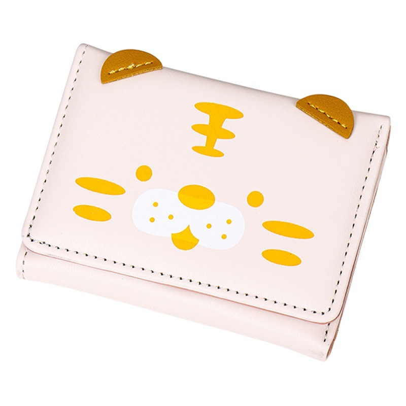 Korean Style New Small Wallet Women's Short Three-fold Cute Printed Cartoon Student Three-fold Multi-card Bits Folding Coin Clip