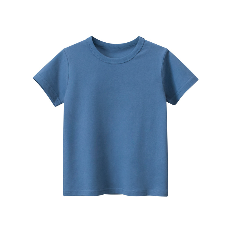 Picture of 27Kids Kidsren's Clothing Summer 2025 Kidsren's Short-Sleeved T-Shirt Advertising Shirt Korean Style Pure Color Unpatterned Kidsren's Clothing