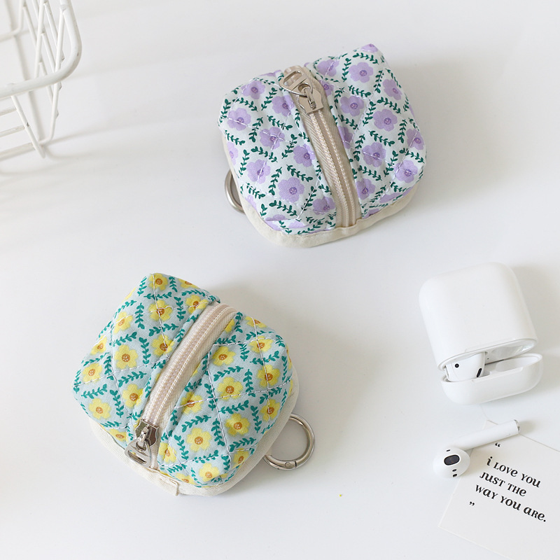 Picture of Cute Daisy Flower Coin Bag Suitable for AirPods Protective Case Bluetooth Headset Storage Bag Korean Style Girl's Heart