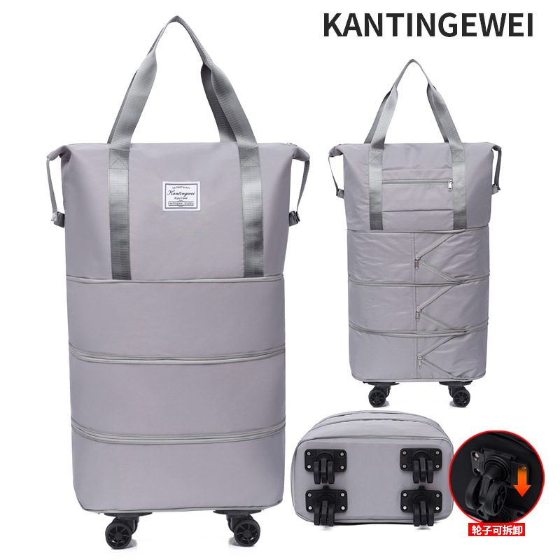 Picture of Large Capacity travel bag double-layer extended universal detachable wheel short trip cover trolley Oxford fitness anti-bag
