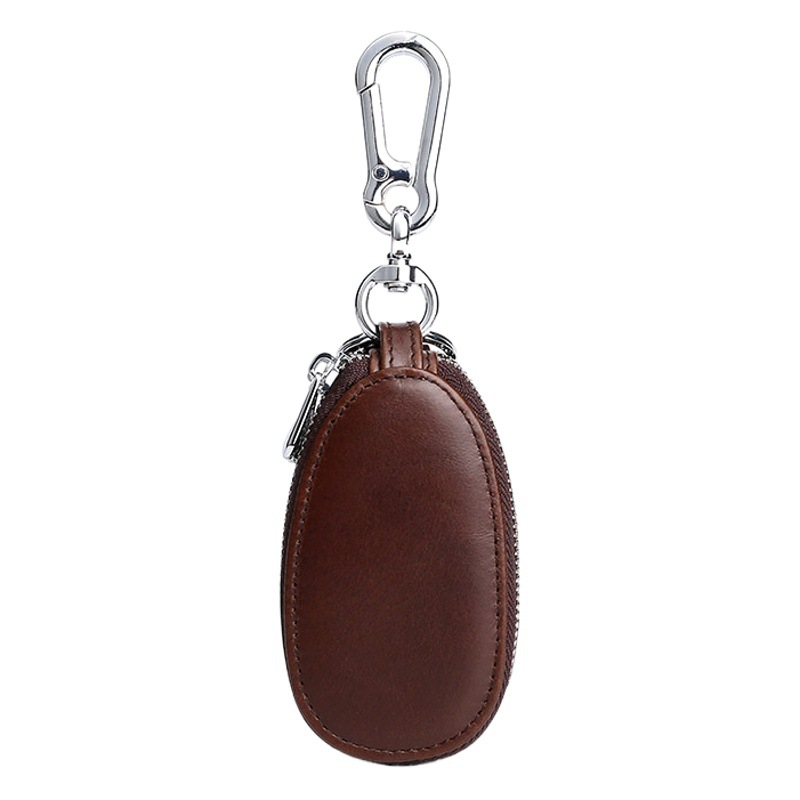Genuine leather key bag men's double zipper car key set cross-border retro first layer cowhide key bag wholesale