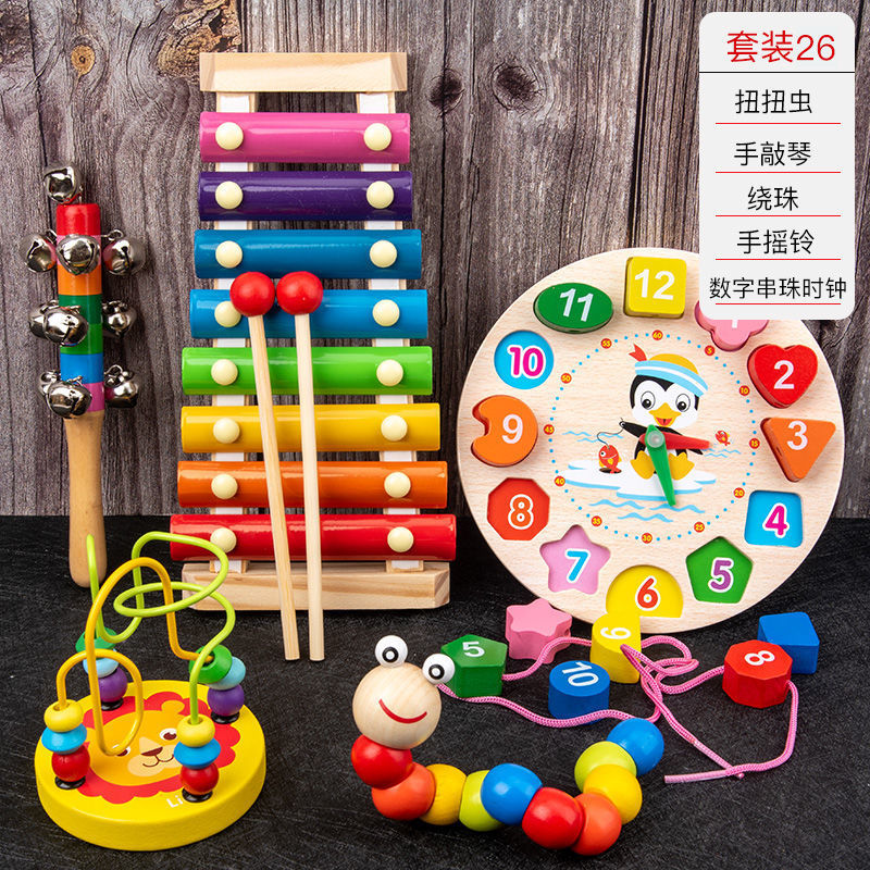 Picture of Percussion Musical Instruments Infants 0-1-2 Years Old Music Enlightenment Wooden Eight-tone Accordion Educational Music Toys
