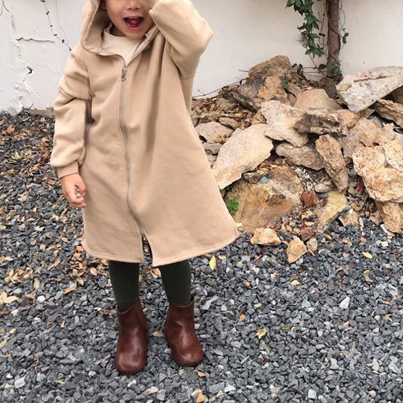 Picture of Winter Clothing Korean Style Children's Clothing New Style Korean Style Simple Velvet Sweatshirt for Boys and Girls Hooded Long Casual Jacket Versatile
