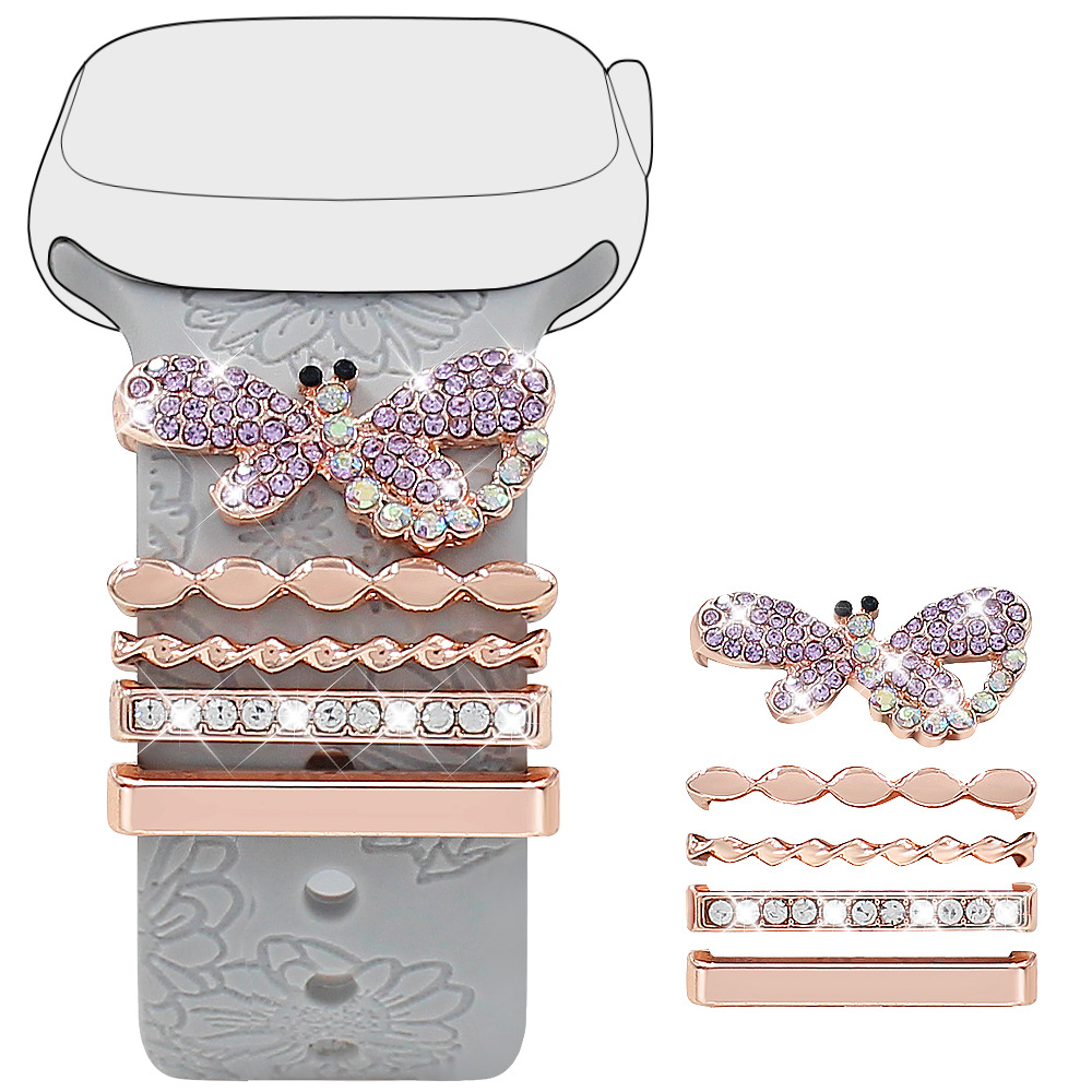 Picture of For Apple Watch Watch Apple Watch Universal Silicone Strap Diamond Dragonfly Love