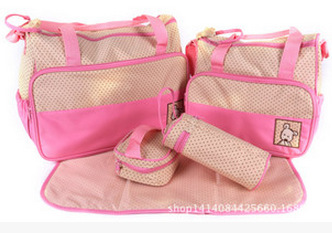 Picture of Fashionable Crossbody Waterproof Mummy Bag Five-piece Set Multi-functional Large Capacity Mother Bag Shoulder Portable Mother and Baby Bag