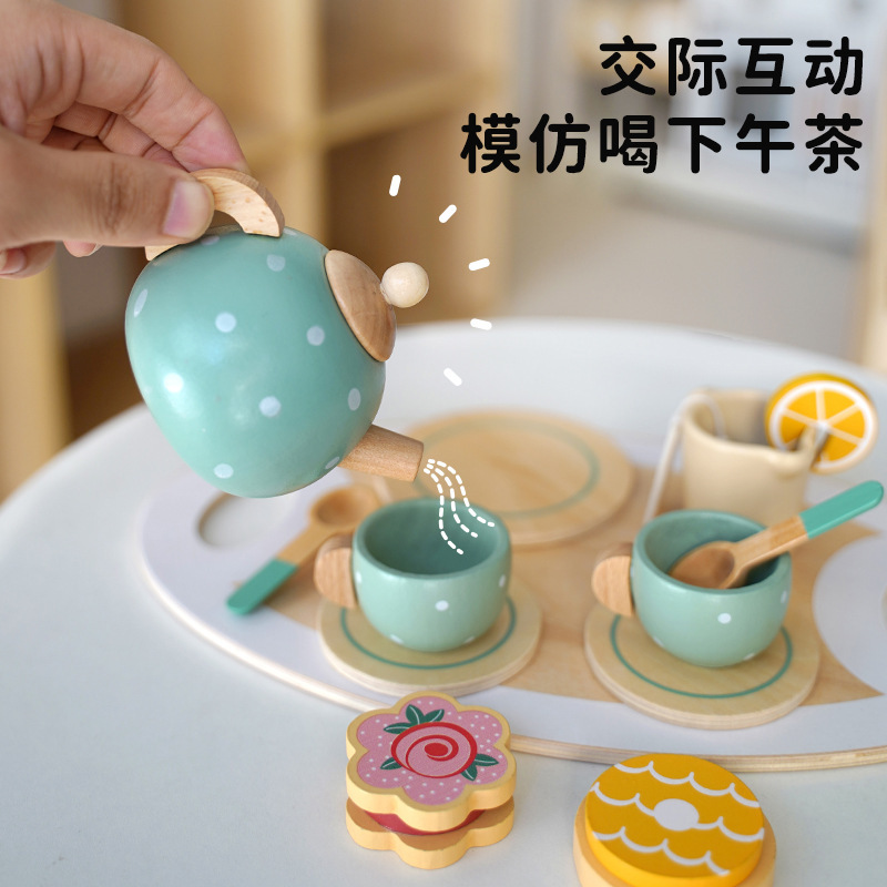 Picture of Children's Dessert Shop Ice Cream Tea Set Sale Shop Boys and Girls Play House Wooden Toys