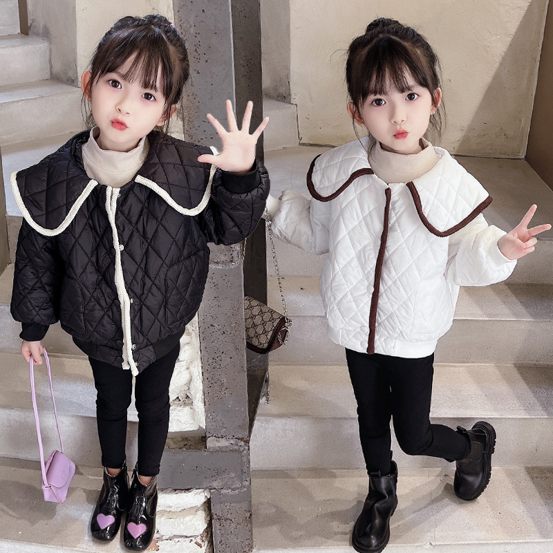 Girls' 2024 autumn new cotton-padded coat children's western style winter quilted coat all-matching top fashionable light cotton-padded coat