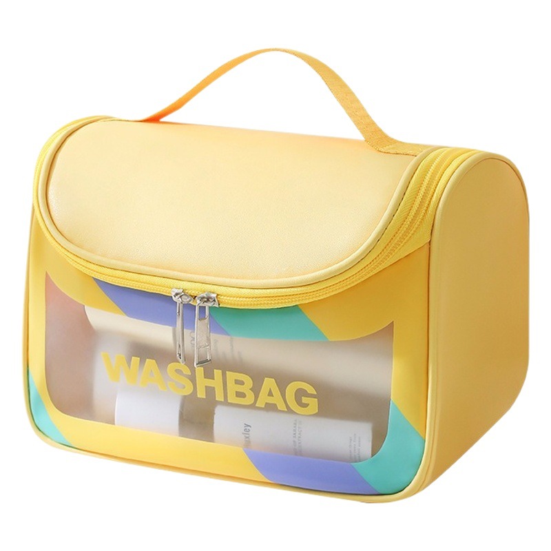 Ins Transparent Waterproof Toiletry Bag Pu Satchel Cosmetic Bag Cosmetics Bag Large Capacity Satchel Cosmetics Cosmetics Bag