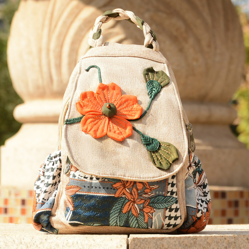 Picture of Ethnic style backpack casual backpack cloth bag one-piece delivery backpack wholesale special scenic spot bag cloth bag for women