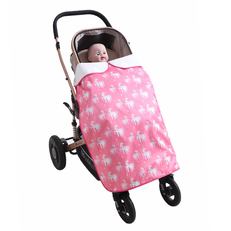 Picture of Autumn and Winter Baby Stroller Windshield Cover Blanket Strap Waist Stool Weatherproof Baby Blanket Thickened Warm Fleece