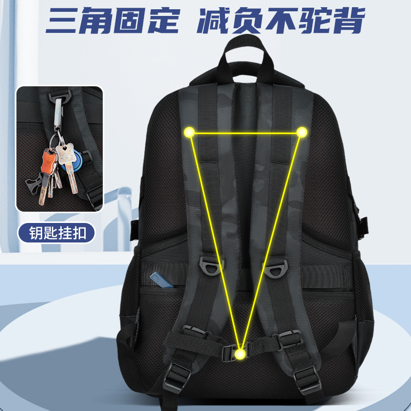 Picture of 2025 New Junior High School School Bags Boys Middle School Students Extra Large Capacity Male High School Students Burden-Reducing Travel Backpacks