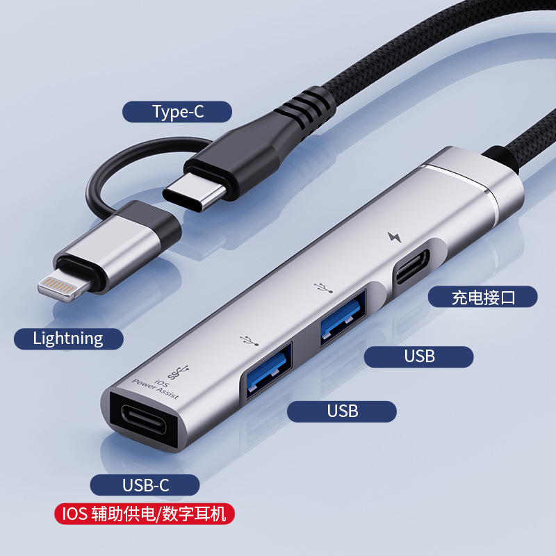 Picture of Expansion Dock One to Five 3.0Usb High-Speed Tf Card Sd Camera Large Card Hub Laptop Hub Wholesale