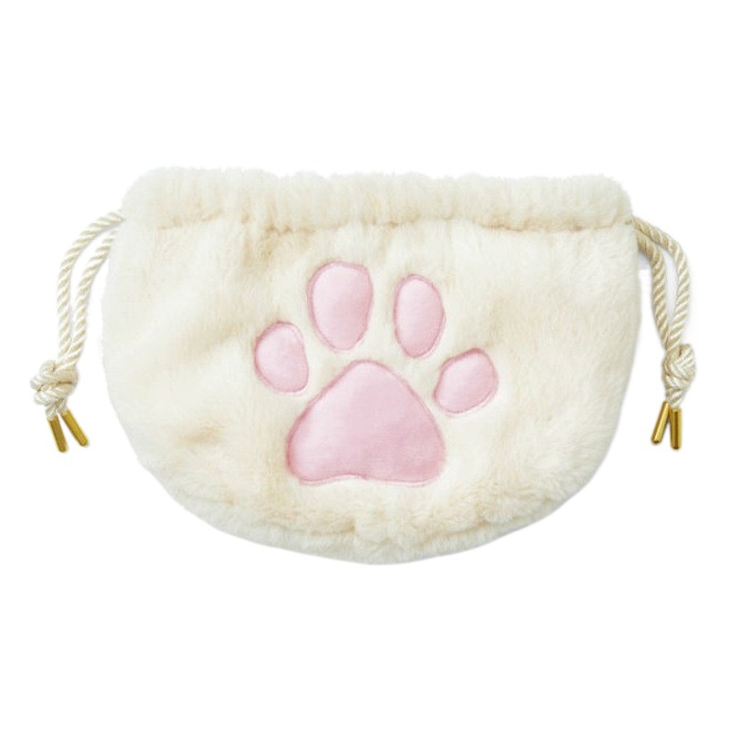 Japanese popular cute cat claw cosmetic bag drawstring drawstring drawstring storage bag plush lipstick bag wash bag