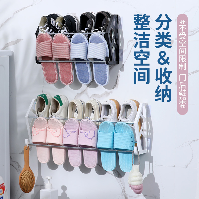 Picture of The Philippines's Best-Selling Punch-Free and Nail-Free Door Behind Simple Shoe Rack Assembly Shoe Rack Bathroom Slipper Rack Wall-Mounted Storage Rack