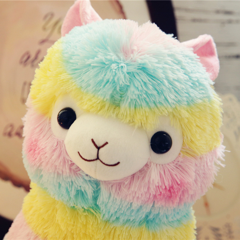 Picture of in stock Cute Beast Rainbow Alpaca Velvet Toy Color Alpaca Doll Pillow Doll Plush