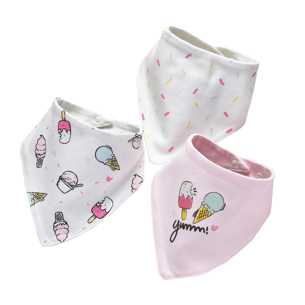 Picture of 3 PCTs Yinxiuli Pure Cotton Baby Slip Towel Baby Snaps Triangle Slip Towel Scarf Bib Bib Cross Border