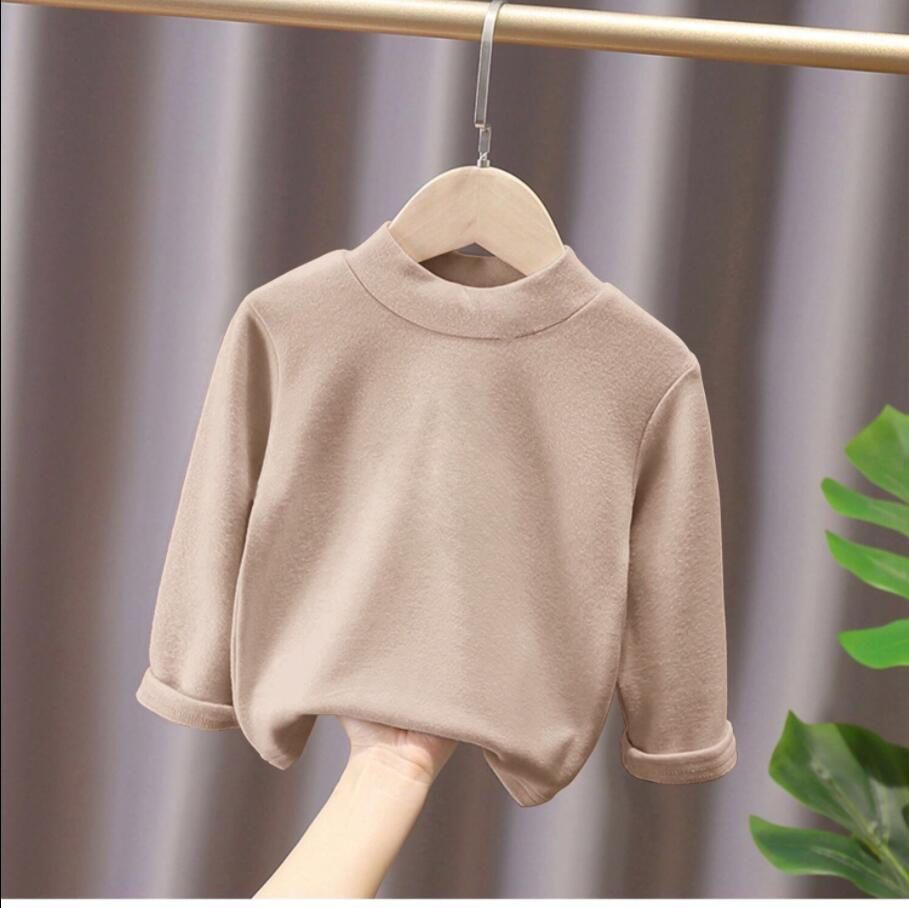Southeast Asia Explosions Children's Half-high Collar Warm Base Shirt Thickened Inner High Collar fleece-lined Velvet Autumn Clothes for Boys and Girls