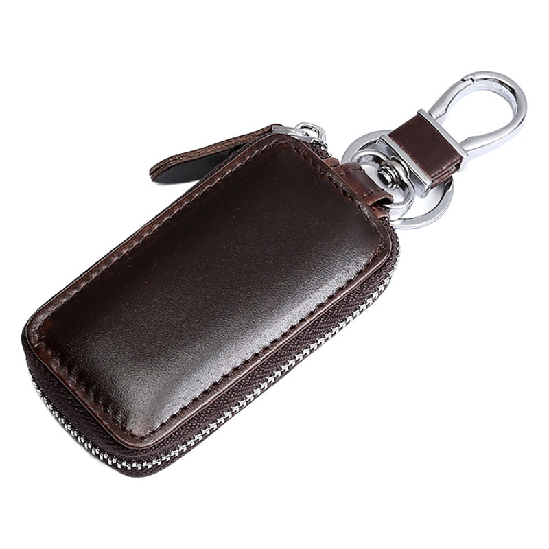Hot Cross-border Leather Motor Vehicle Key Case Men's European and American Retro Oil Wax Leather Waist Car Key Protective Cover