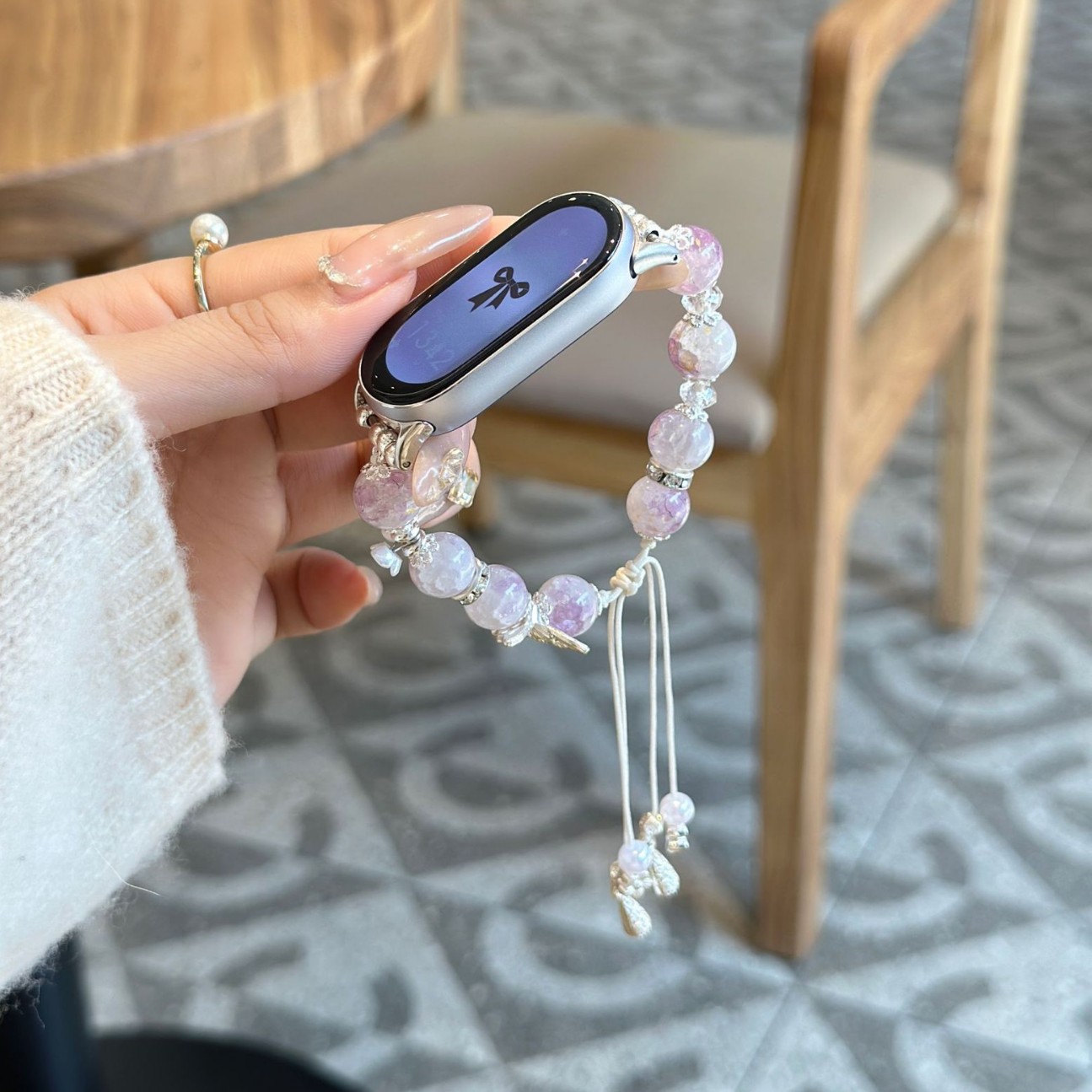 Picture of light purple Butterfly Beaded Guofeng Strap for Xiaomi Sports Bracelet 98pro76 Wristband 345 Women's Casual New Style