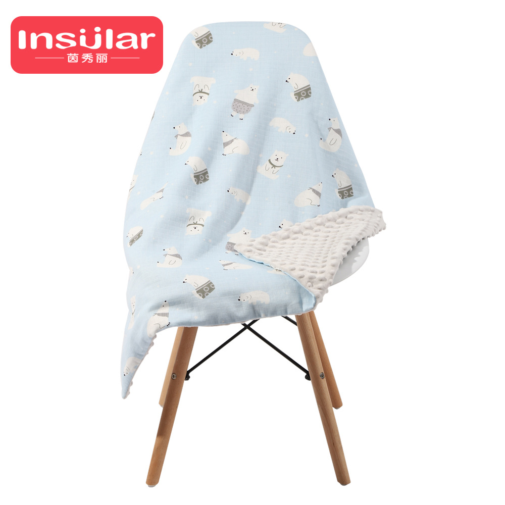 Picture of Yinxiuli 4-layer thickened gauze breathable stroller baby blanket children's pacifying peas blanket cartoon blanket cross-border