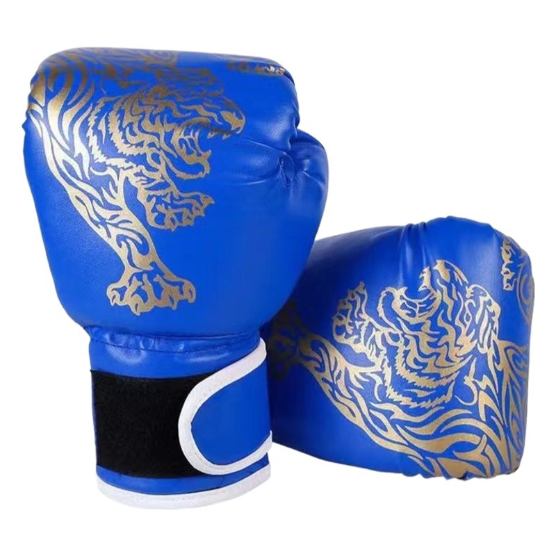 Flame Tiger Figure Boxing King Boxing Gloves Sanda Taekwondo Boxing Training Gloves Adult PU Sports