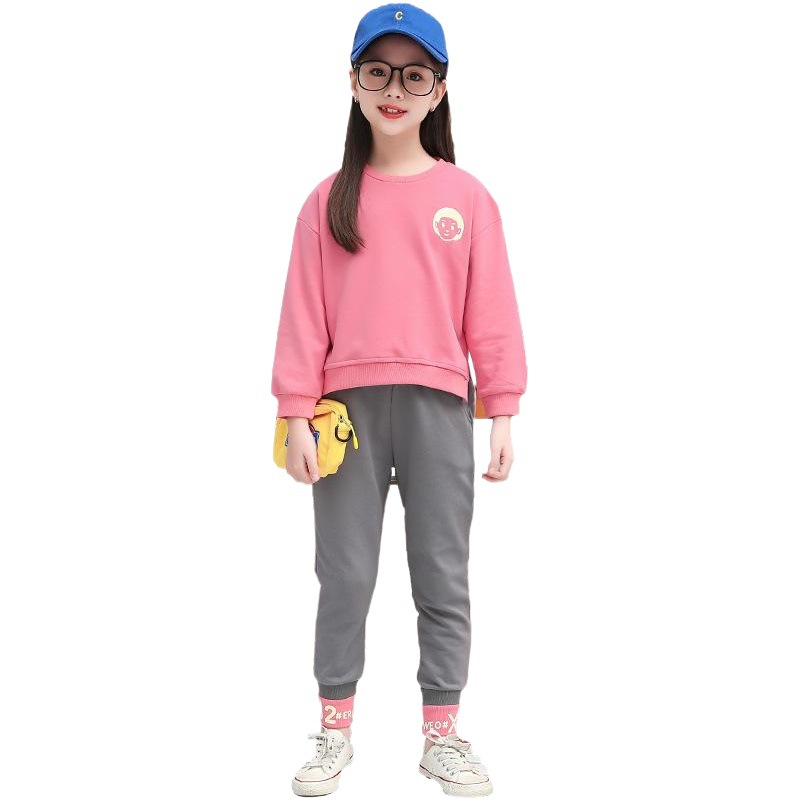 Children's Clothing Girls' Suits Autum Clothing 2024 New Autum Internet Celebrity Kidsren's Big Kidsren's Sports 12-Year-Old Girls and Middle-Aged Kidsren