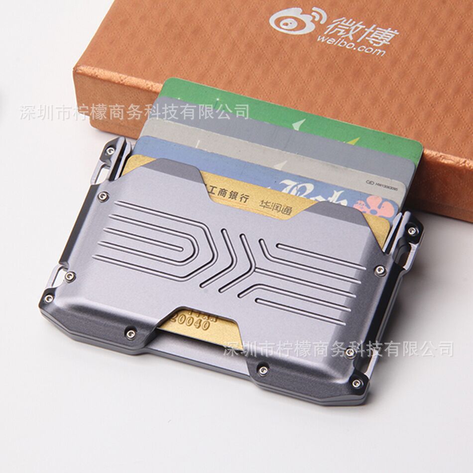 Picture of Factory direct cross-border new EDC card case anti-theft brush metal card case card set men's RFID wallet coin key