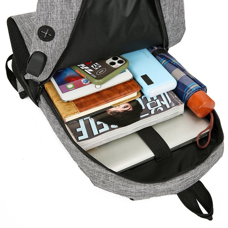 Picture of Backpack Men's Large Capacity 15.6-inch Computer Bag Business Backpack Three-piece Set Junior High School Student Schoolbag Women's Cross-Border