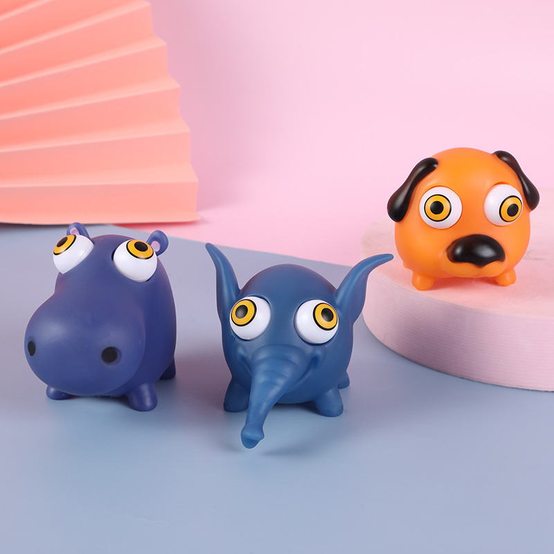 Picture of Cross-border cartoon factory direct decompression animal squeeze doll decompression pinch music stare eye vent toy