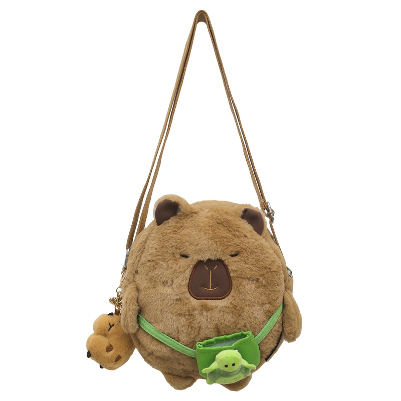 Picture of New Winter Plush Shoulder Bag for Children, Cute Kapibara Bear Crossbody Bag, Fun Casual Coin Purse