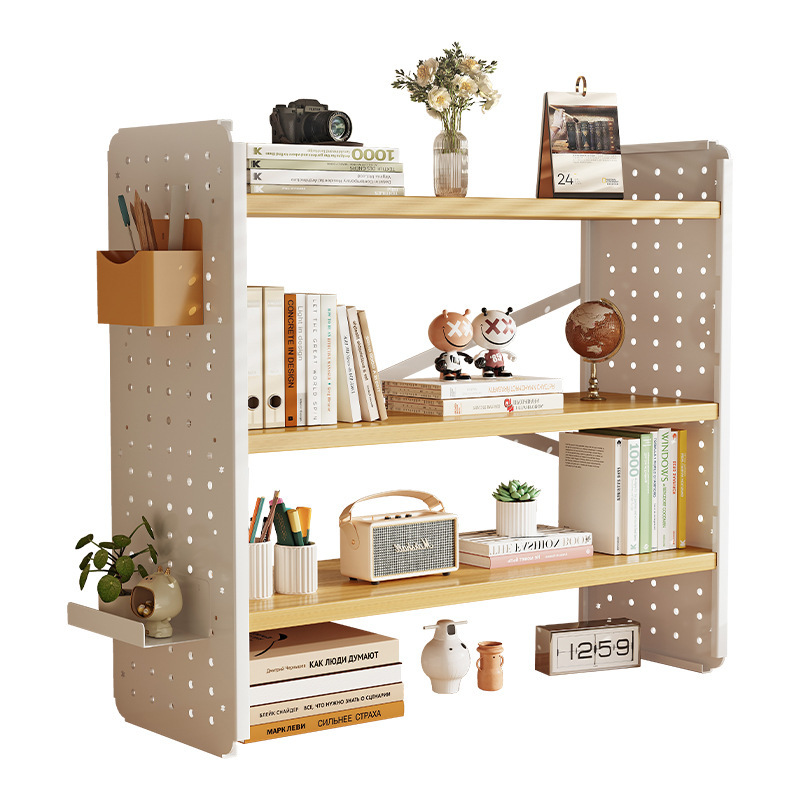 Picture of Desktop shelf desk bookshelf hole board home study desk multi-layer office station storage display stand