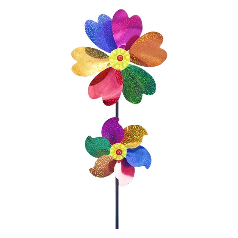 Double-layer colorful Six-leaf petals large windmill 58cmPVC environmental protection materials outdoor scenic spot outing toys wholesale