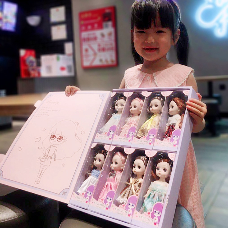 Picture of 17cm Bardenby Doll Princess Set Dress-up Bjd Doll Girl Toy Birthday Gift 8 Piece Set