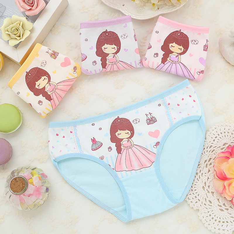 Picture of New candy color 95% cotton children's underwear girls briefs cartoon printed children's underwear wholesale