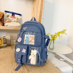 Picture of Fresh and Simple Girl Backpack New Korean Style Fashionable Multi-Pocket Campus Backpack Casual Versatile Student School Bag