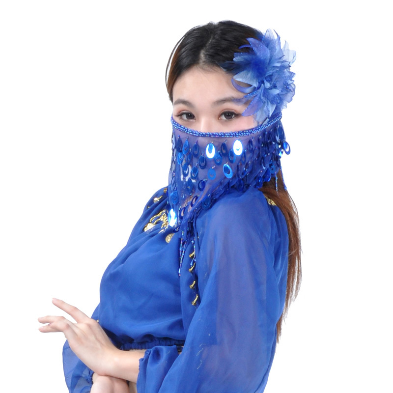 Picture of Belly Dance Veil Sequins Indian Dance Costume Accessories Belly Dance Performance Props Multicolor Female Phoenix Tail Veil
