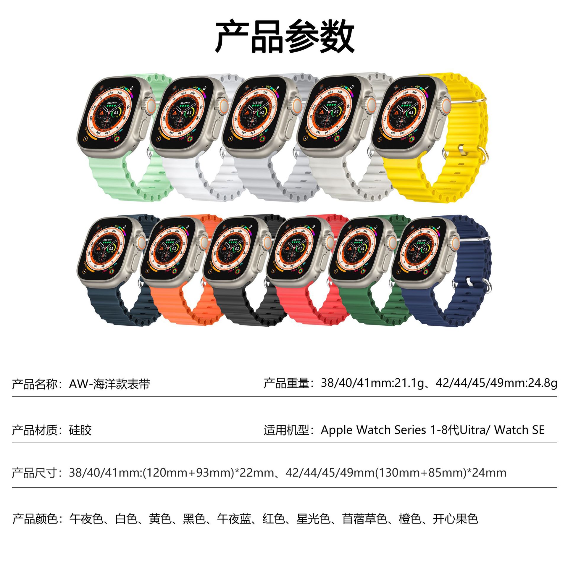 Picture of For Apple watchs10 Silicone Strap iwatch9Ultra Ocean Wave Silicone Strap