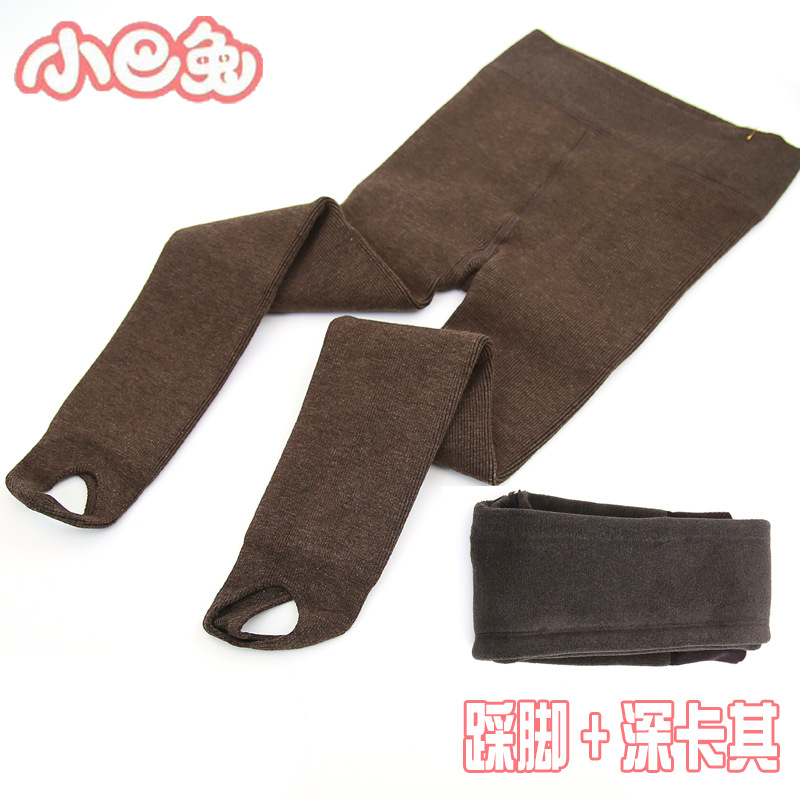 Picture of Xiaoba Rabbit Winter Thickened Girl's Children's Leggings Cotton Vertical Strip Warm Foot Air-Lined Velvet One-piece Pants Divided into Socks