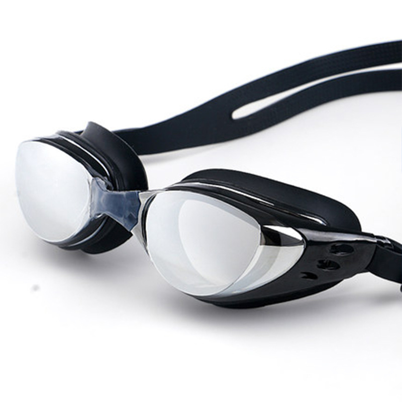 Picture of Adult Swimming Goggles Waterproof Anti-fog Electroplated Fashion Men's and Women's Flat Light HD Large Frame Electroplated Diving Swimming Glasses