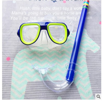 Picture of Snorkeling children's diving goggles + suction pipe set new material PVC material 0326 diving goggles set