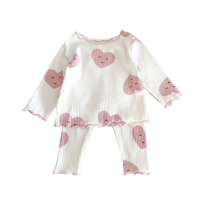 Picture of Spring and Autumn Pit Strip Children's Pajamas Autumn and Winter suit Dot Korean Style Girl's Two-Piece Home Clothes for Middle and Big Children