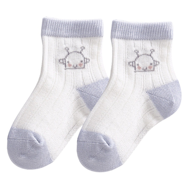 Spring and Summer Large Mesh Kidsren's Socks Ultra-Thin Cotton Cartoon Baby Socks Two-Color Breathable Sweat-Absorbent Baby Socks for Kidsren